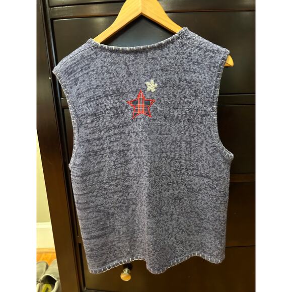 Ladies Bobbie Brooks Sweater Vest Holiday Zipper Front Mittens Star Size XL - Picture 5 of 8